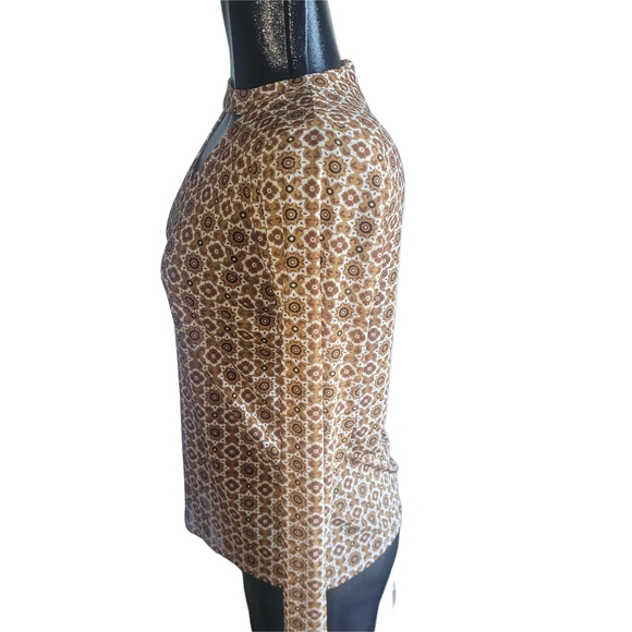 San Francisco Brown Patterned Long Sleeve Top M - Picture 4 of 6
